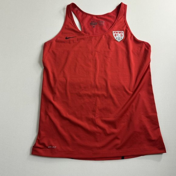 Nike Dri-Fit Pro Combat Fitted US Soccer Tank Top Women's Size XL Red Run Active - Picture 1 of 10